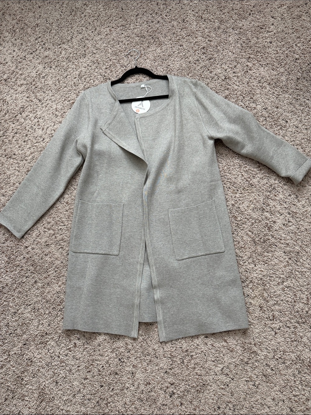 Open-Front Light Gray Women’s Knit Cardigan